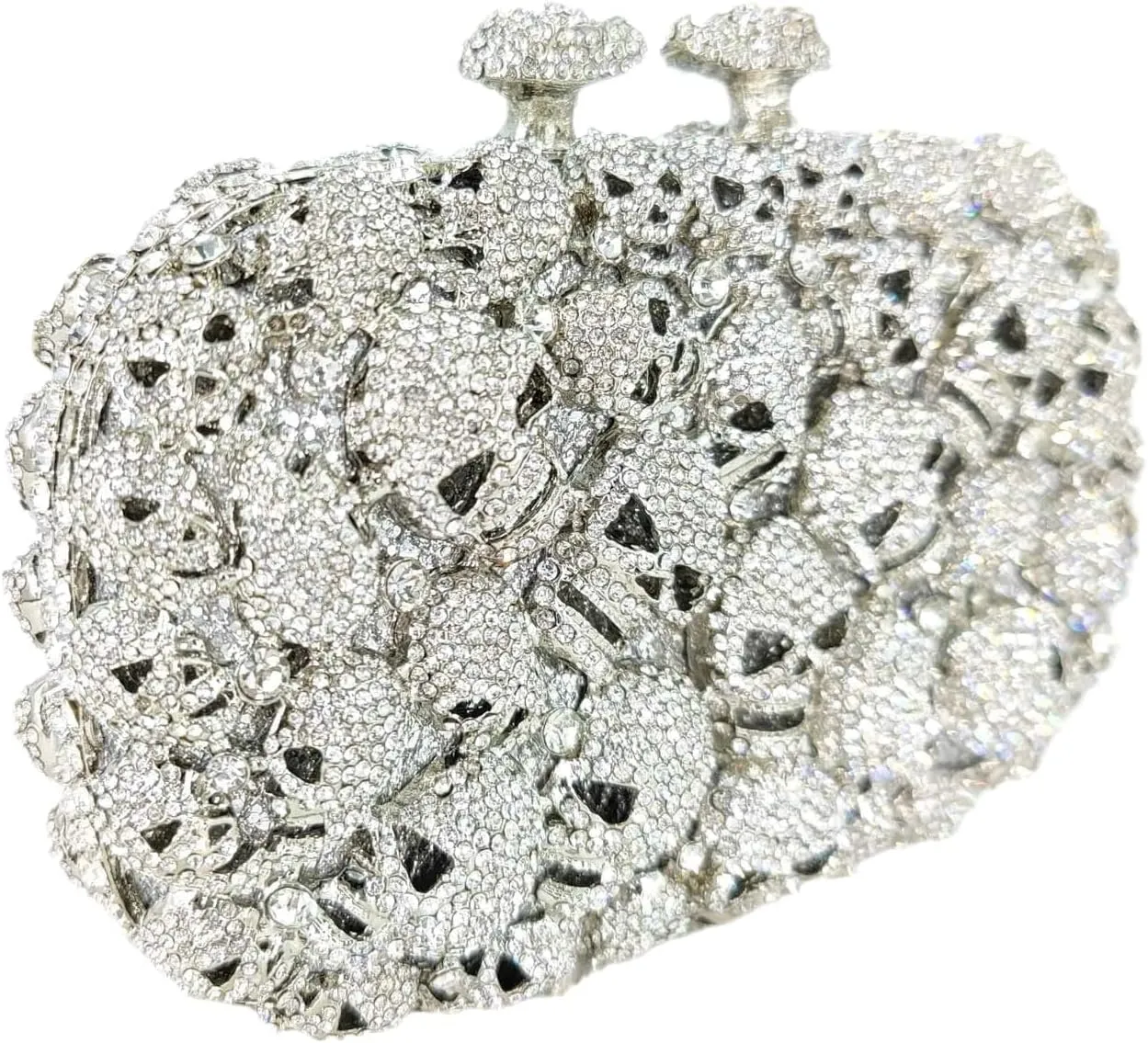 Boutique De FGG Skull Crystal Clutch Purse for Women Formal Rhinestone Clutch Evening Bag Halloween Minaudiere Handbag,Mini