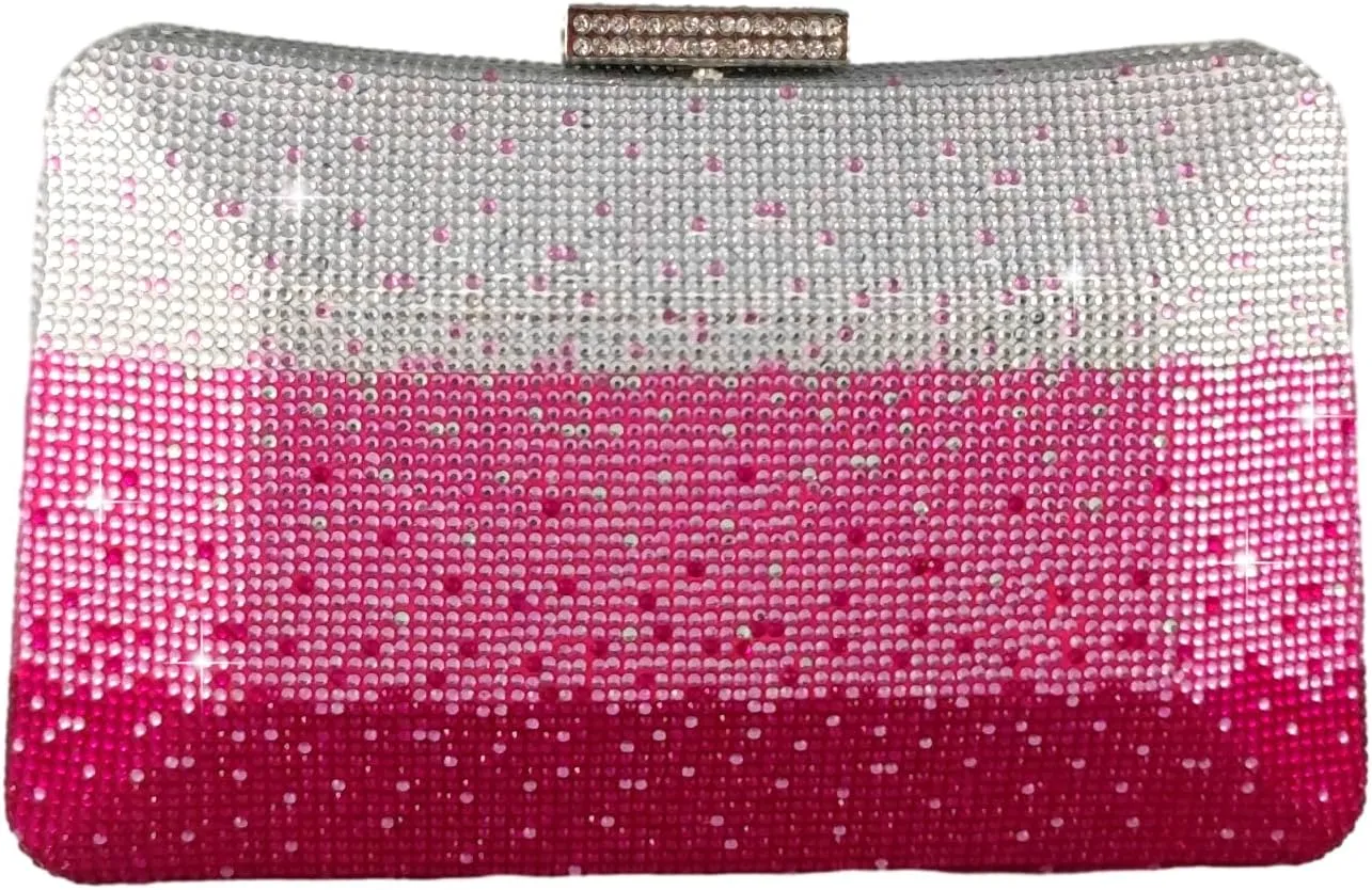 Boutique De FGG Women's Gradient Color Crystal Evening Bags, Rhinestone Clutch for Party Dinner, Fancy Evening Handbags