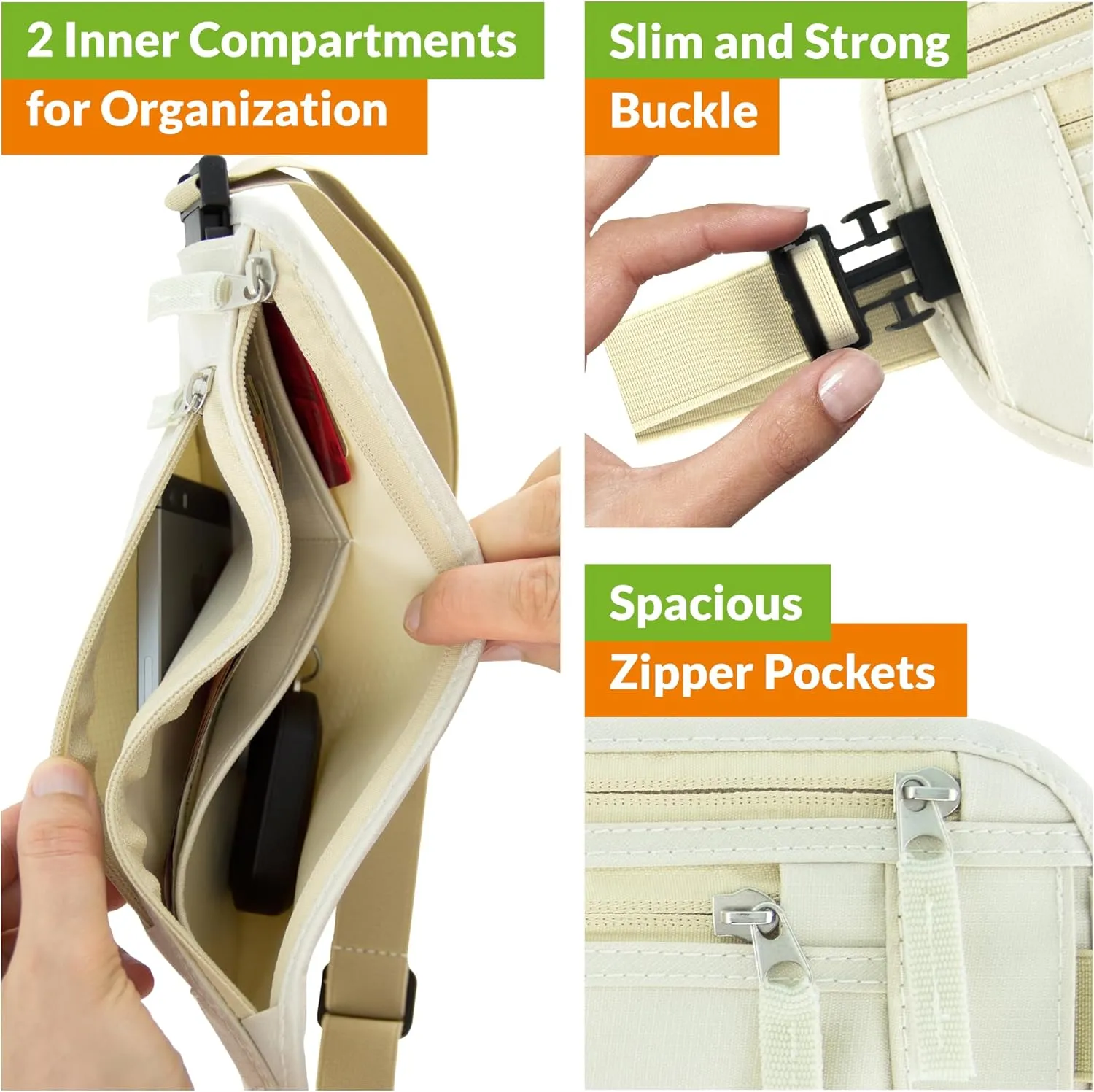 Boxiki Travel Money Belt with RFID Sleeves Set - Secure Travel Pouch and RFID Card Holder to Protect Cash, Credit Cards and Travel Documents for Men and Women