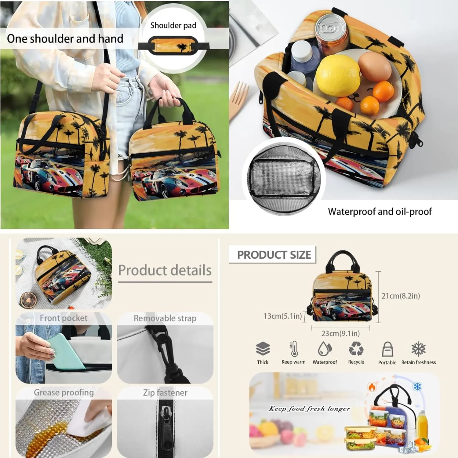 Boys Car Backpack 3-Pcs Set for 1St 2Nd Kids Lightweight School Bag for Elementary Children Bookbag with Lunch Box for Child 17 Inch Book Bags with Water Bottle