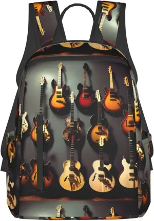 BREAUX Guitar Collection print Lightweight Backpack for Travel Casual Shoulder Bag Laptop Backpack Fit for Leisure Day