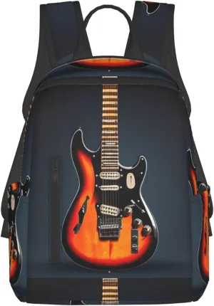 BREAUX orange electric guitars print Lightweight Backpack for Travel Casual Shoulder Bag Laptop Backpack Fit for Leisure Day
