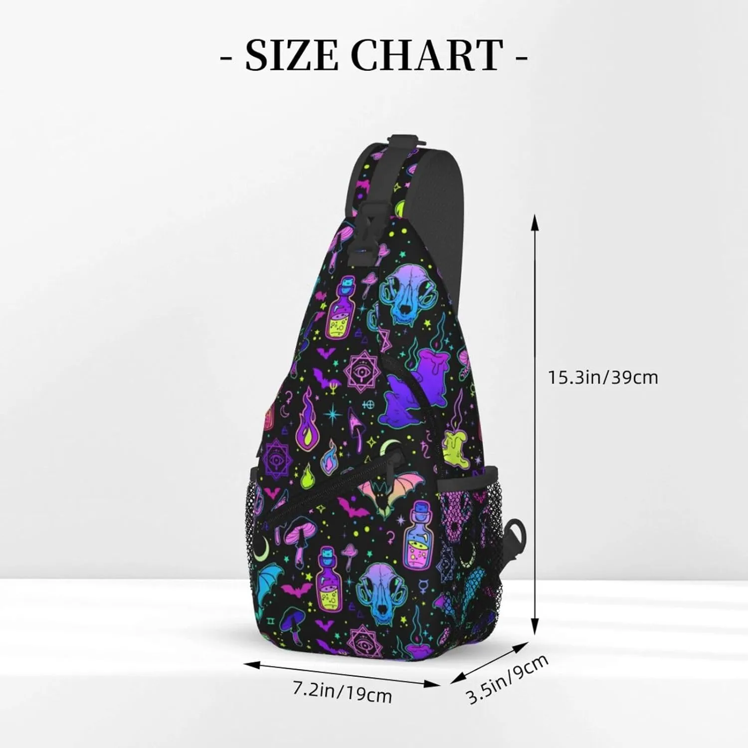 Bright Witchy Elements Crossbody Sling Bag For Women Men Cute Halloween Chest Bag Shoulder Bag Sling Backpack Casual Sport Daypack For Travel Hiking