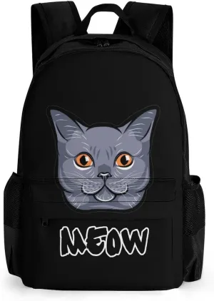 British Shorthair Cat Face Small Backpack Travel Bag Cute Back Packs Fashion Graphic Print Daypack