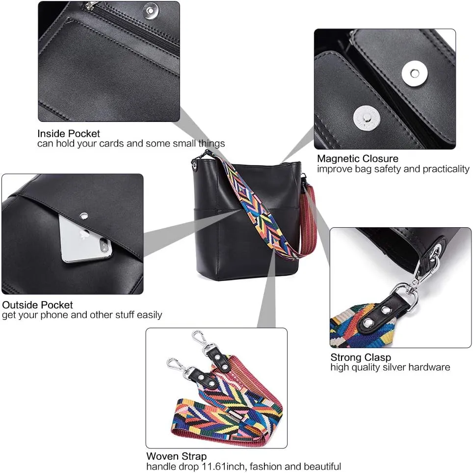 BROMEN Women Purses and Handbags Leather Hobo Bags Designer Shoulder Bucket Crossbody Purse