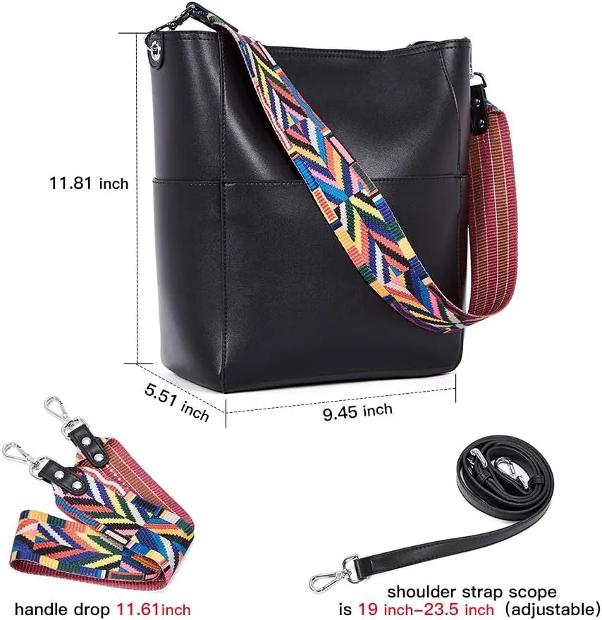 BROMEN Women Purses and Handbags Leather Hobo Bags Designer Shoulder Bucket Crossbody Purse