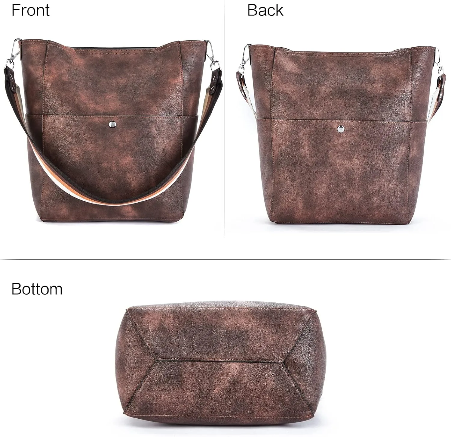 BROMEN Women Purses and Handbags Leather Hobo Bags Designer Shoulder Bucket Crossbody Purse