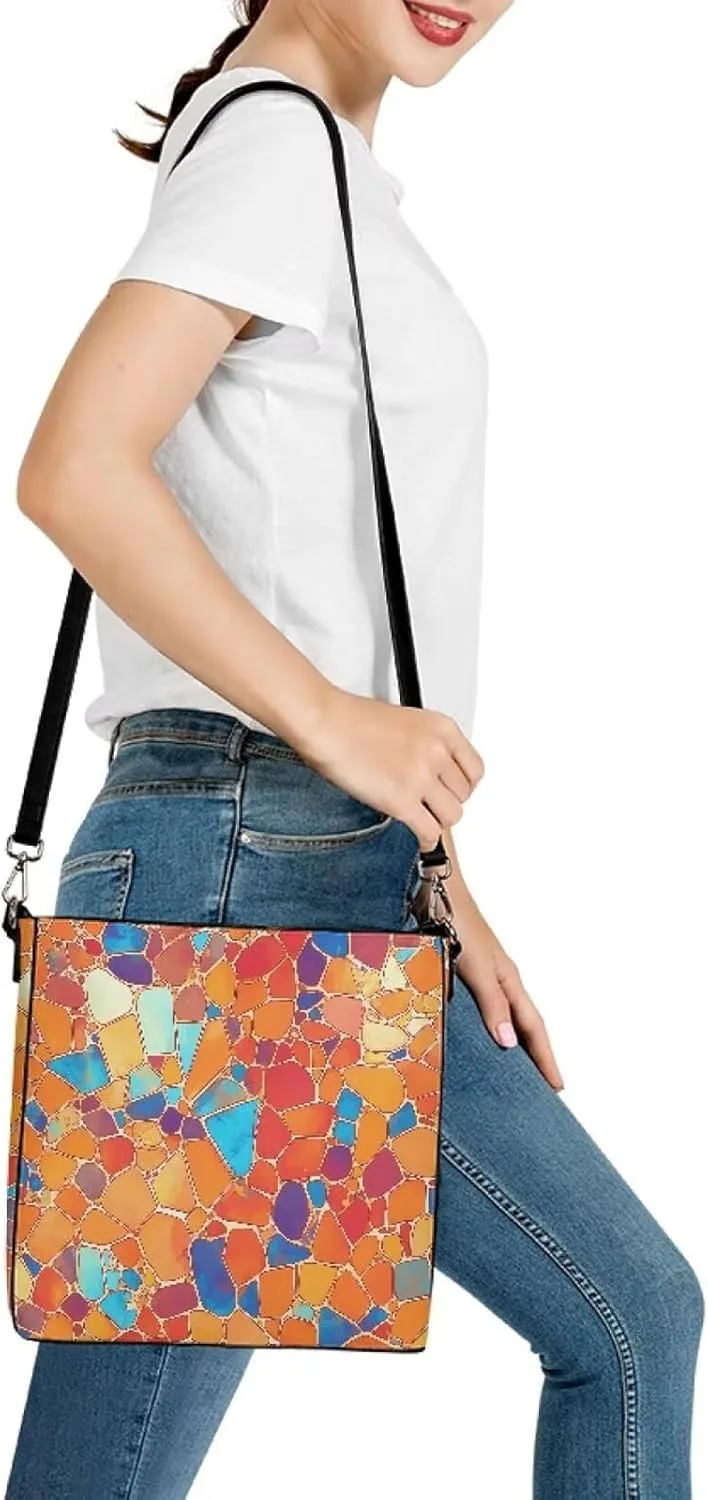 Bucket Bag Rainbow Stripes Shoulder Purses for Women, Tie Dye Hobo Tote Ladies Crossbody Bag PU Leather