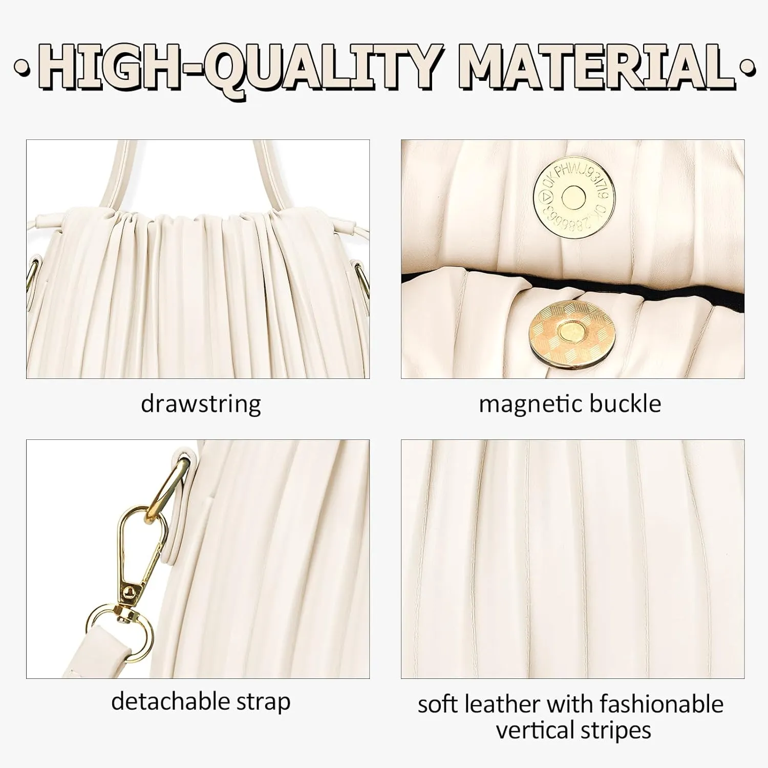 Bucket Bags for Women Drawstring Pleated Shoulder Handbag Hobo Crossbody Bucket Purses