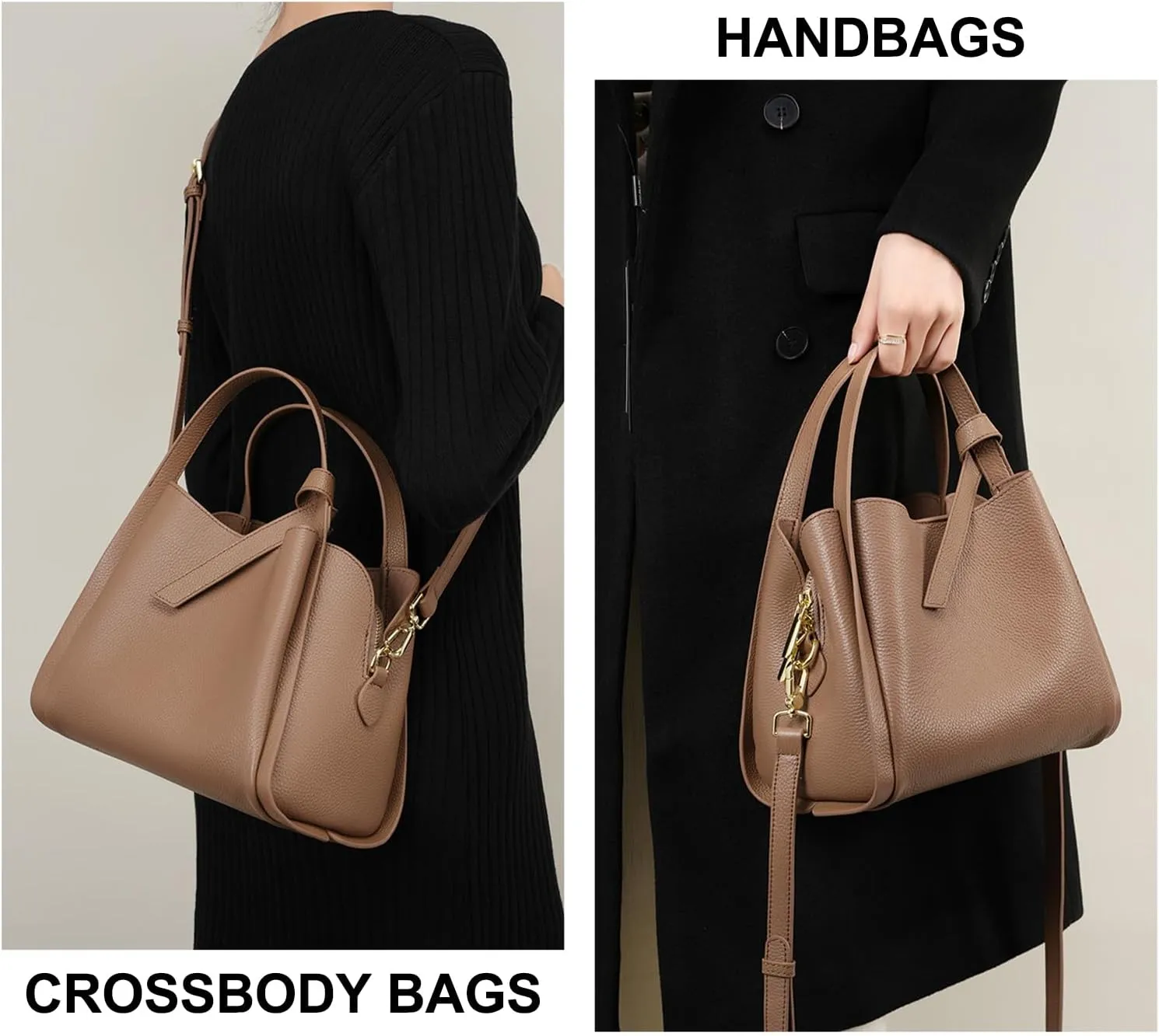 Bucket Bags for Women, Genuine Leather Handbags Small Crossbody Purses, Shoulder Bags with an Adjustable Strap