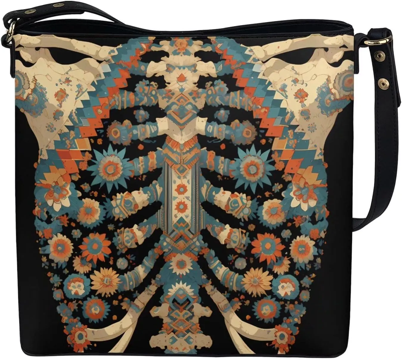 Bucket Bags Purses for Women with Adjustable Strap, Black Cat Print PU Leather Tote Handbags Top Handle Satchel