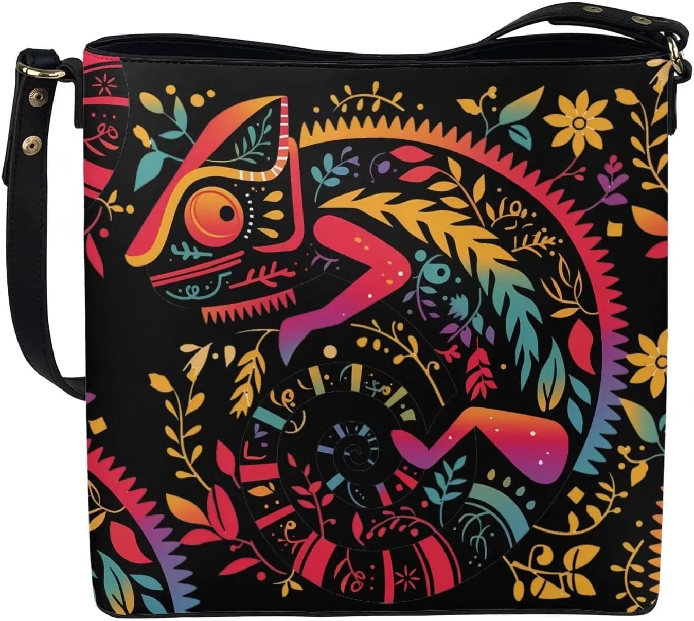 Bucket Bags Purses for Women with Adjustable Strap, Black Cat Print PU Leather Tote Handbags Top Handle Satchel