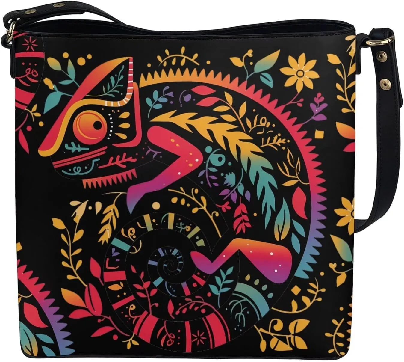 Bucket Bags Purses for Women with Adjustable Strap, Black Cat Print PU Leather Tote Handbags Top Handle Satchel