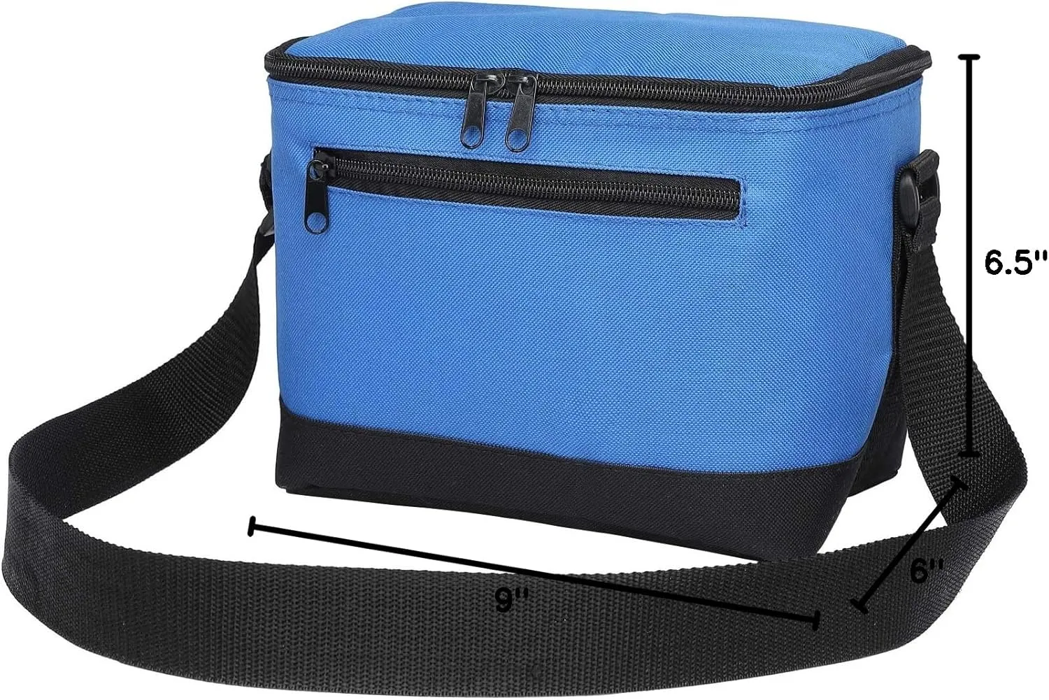 BuyAgain Lunch Bag, 600D Poly Small 6 Can Insulated Reusable Lunch Cooler Bag PEVA Water-resistant Lining for Women Men Adult Work, Blue