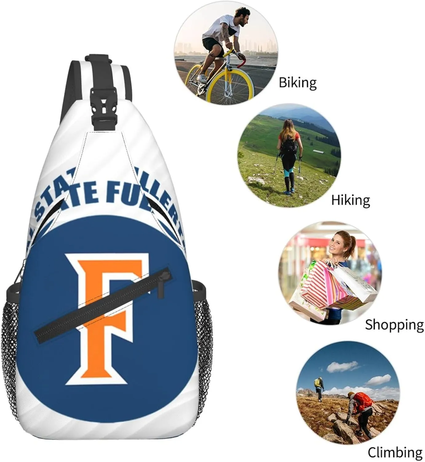 Cal State Fullerton Titans Crossbody Backpack Chest Shoulder Bag Lightweight One Strap Travel Hiking Daypack