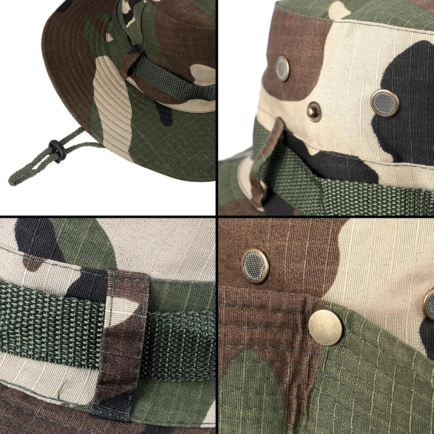 Camouflage Hiking Hat Outdoor Camo Boonie Hat for Men Women Fishing Jungle Adventure Foldable Fisherman Bucket Hats