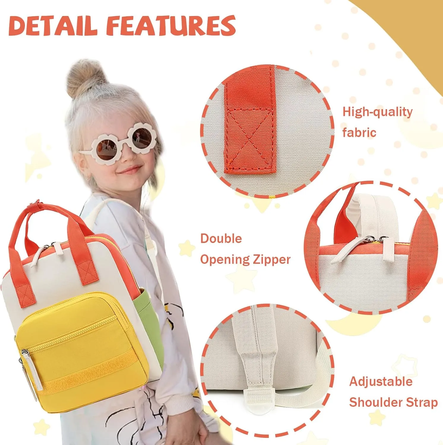 CAMTOP Kids Backpack for School Backpacks for Girls Boys Toddler Preschool Elementary Mini Bag 12" H, Beige Yellow