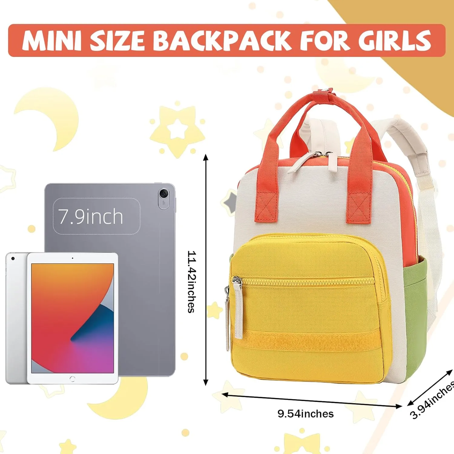 CAMTOP Kids Backpack for School Backpacks for Girls Boys Toddler Preschool Elementary Mini Bag 12" H, Beige Yellow