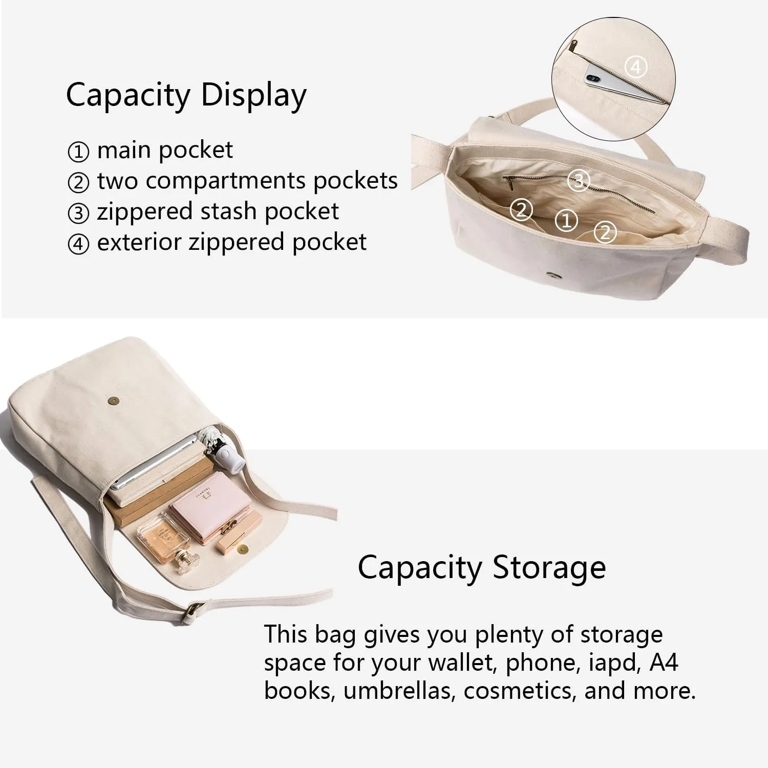 Canvas bag female student Korean style literary shoulder bag large capacity messenger bag female canvas bag