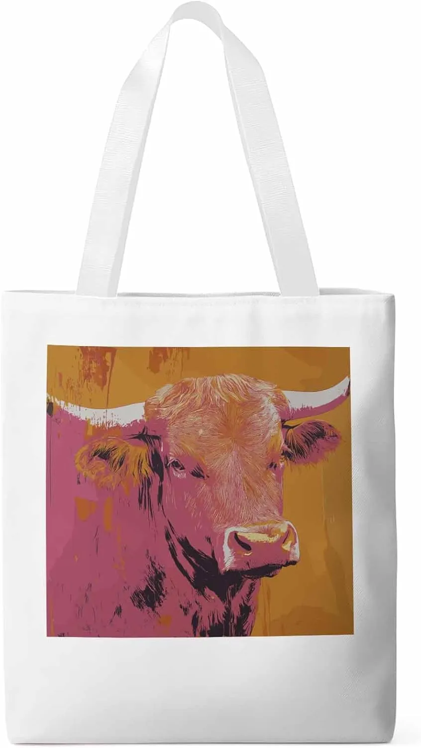 Canvas Bag Old Ox Canvas Grocery Bag with Long Shoulder Strap Foldable, Washable Shopping Bags Reusable White Shoulder Bag for Women 14x16 inch