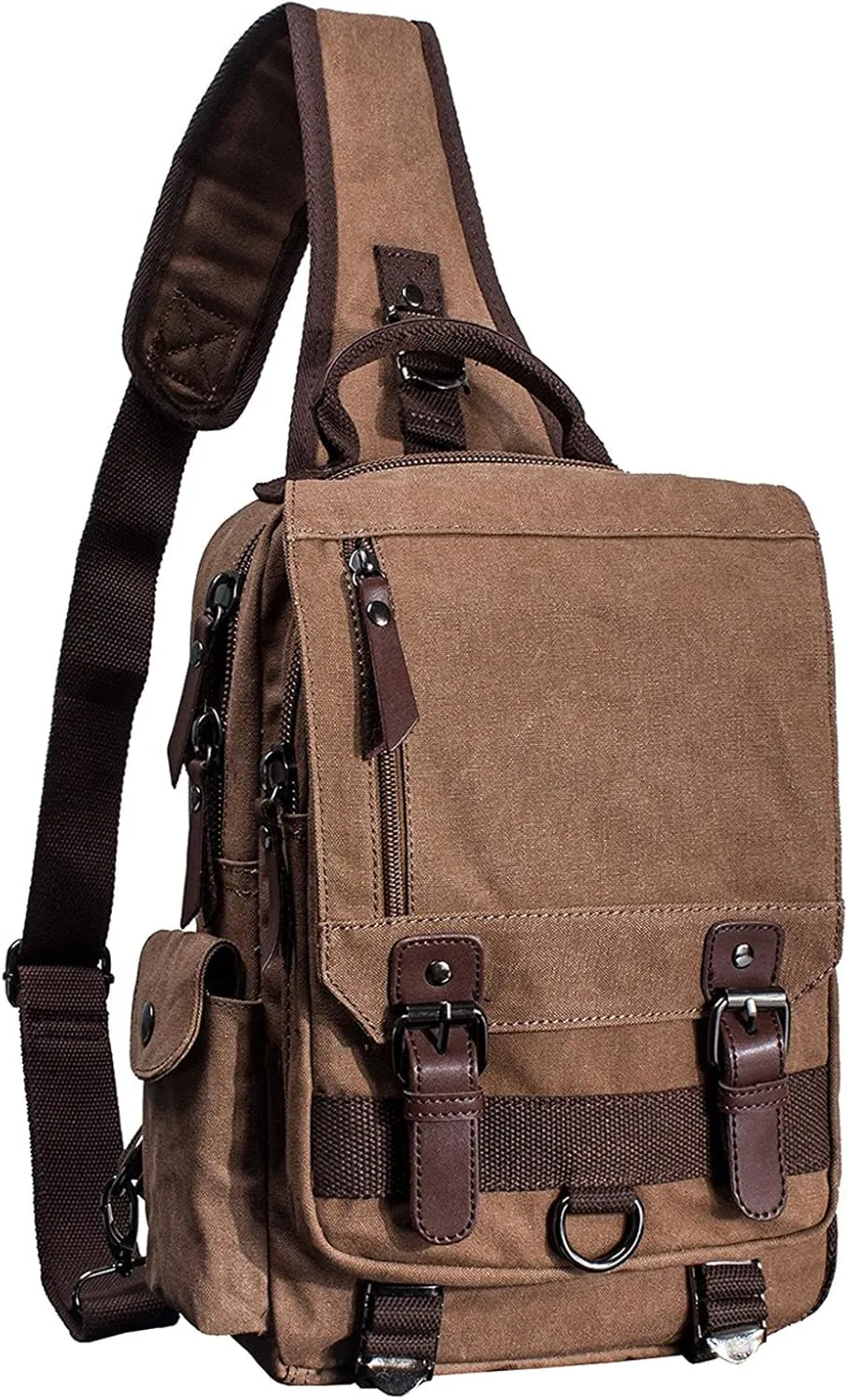 Canvas Cross Body Messenger Bag for Men Women Sling Shouler Backpack Travel Rucksack