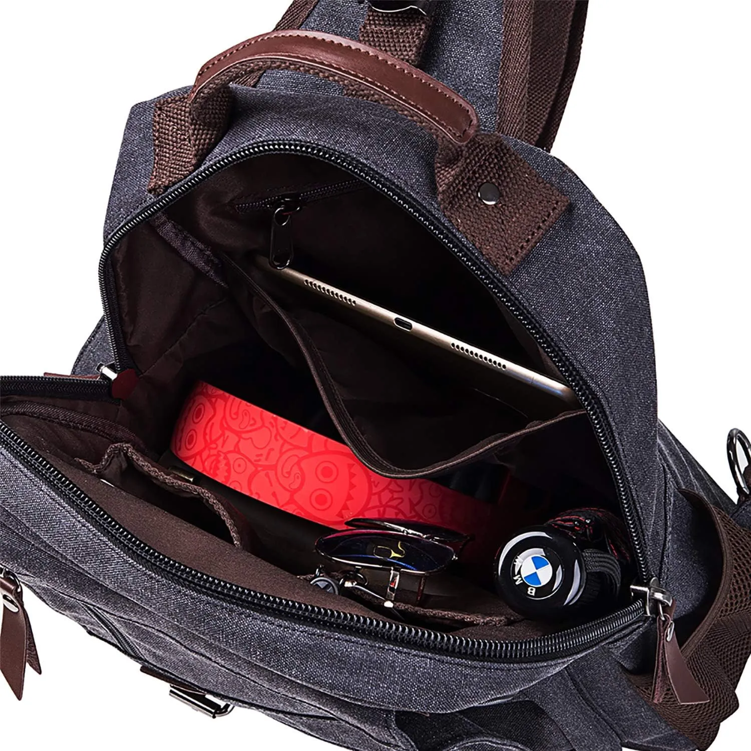 Canvas Cross Body Messenger Bag for Men Women Sling Shouler Backpack Travel Rucksack