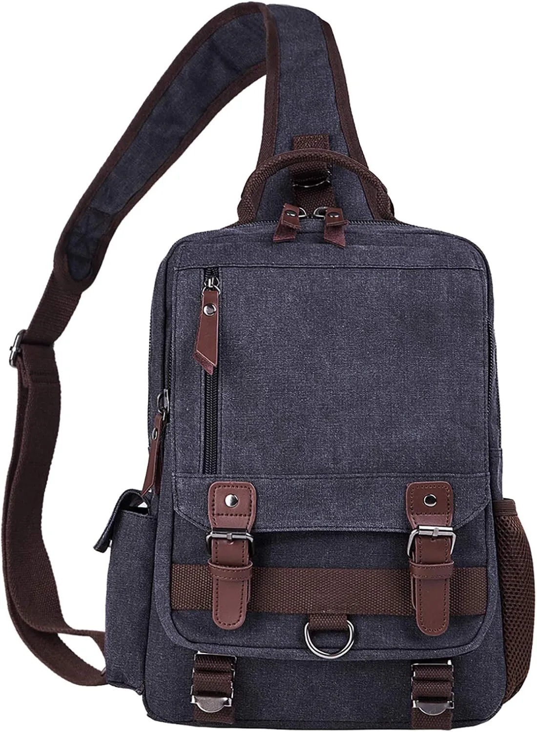 Canvas Cross Body Messenger Bag for Men Women Sling Shouler Backpack Travel Rucksack