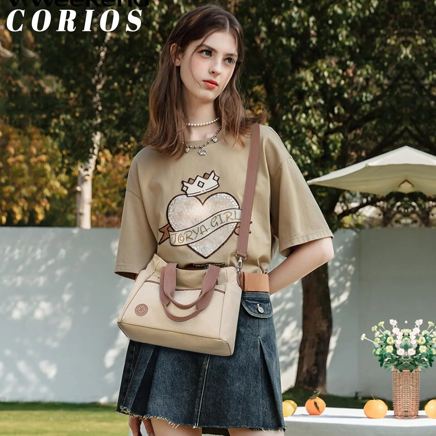 Canvas Crossbody Bag for Women Casual Shoulder Bag Multi-Pockets Tote Handbag Top Handle Bag Large Messenger Bag