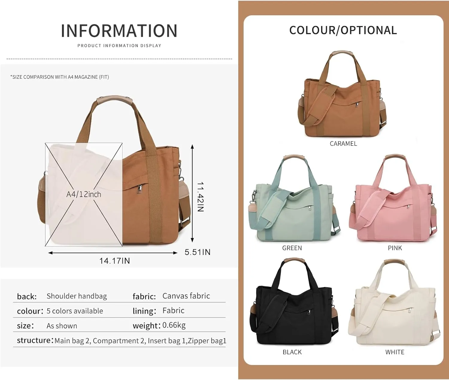 Canvas Crossbody Tote Bag for Women Laptop Work Handbag Shoulder Messenger Bag Travel Cute Aesthetic Tote Bag Purse