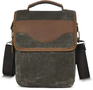 Canvas   Genuine Leather Travel A4 Tote Satchel Messenger Cross-body One Shoulder Bag For Men Male FB144