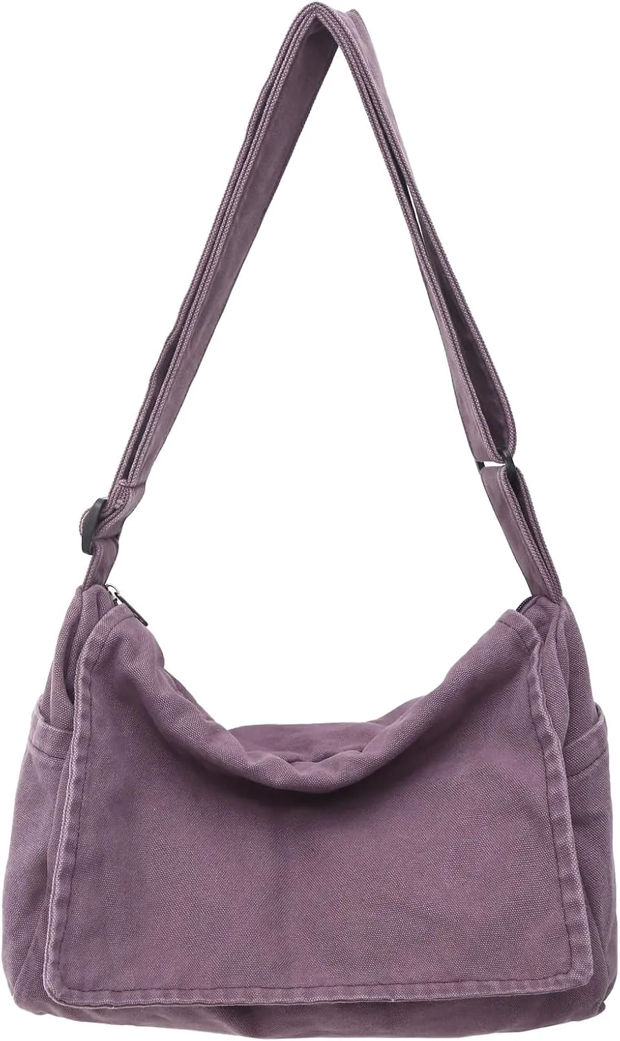 Canvas Messenger Bag for Women Men Vintage Satchel Bag Aesthetic Crossbody Shoulder Bag Casual Sling Bag
