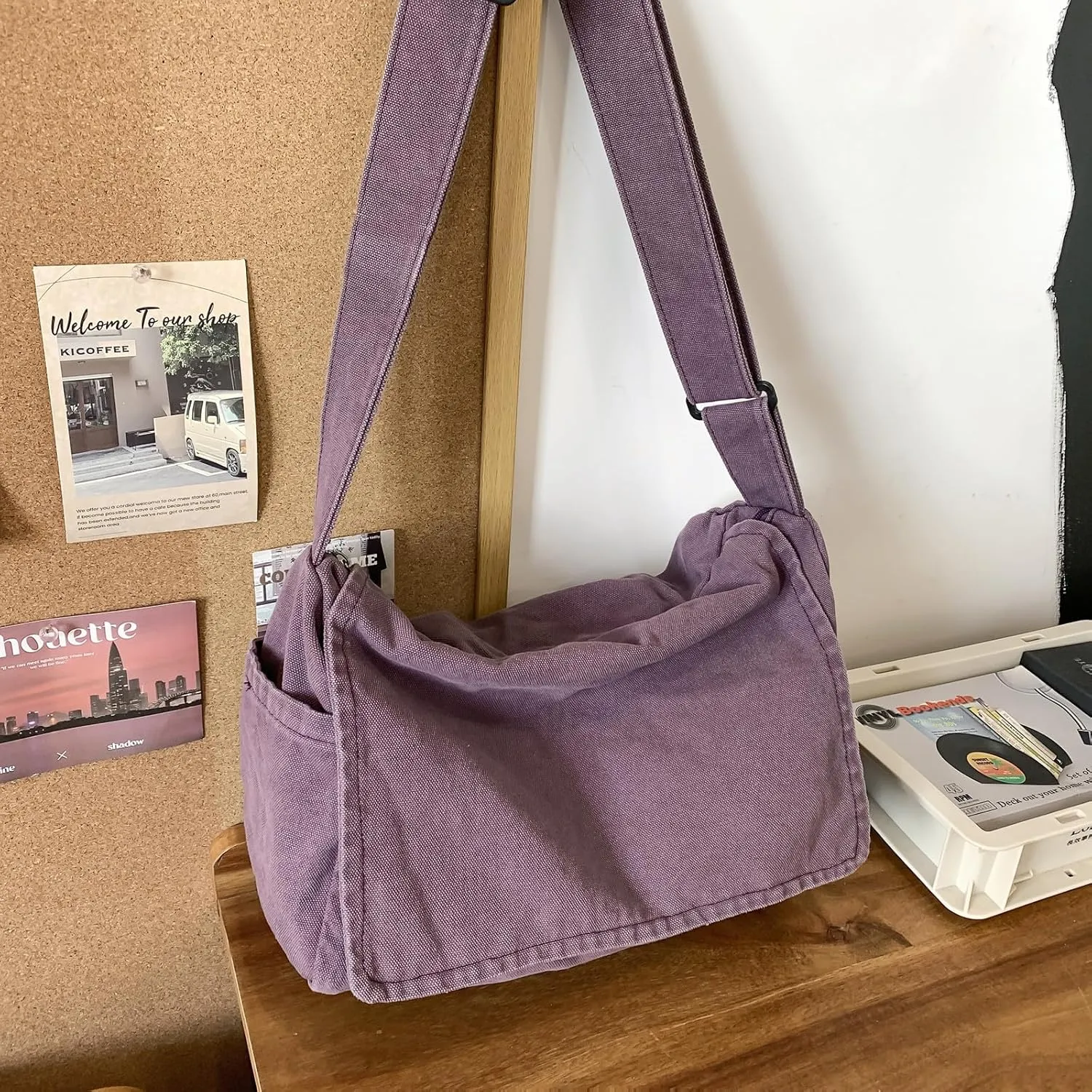 Canvas Messenger Bag for Women Men Vintage Satchel Bag Aesthetic Crossbody Shoulder Bag Casual Sling Bag