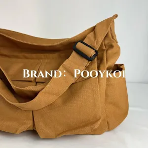 Canvas Messenger Bag Large Crossbody Bag with Multiple Pockets Canvas Shoulder Tote Bag for Women and Men
