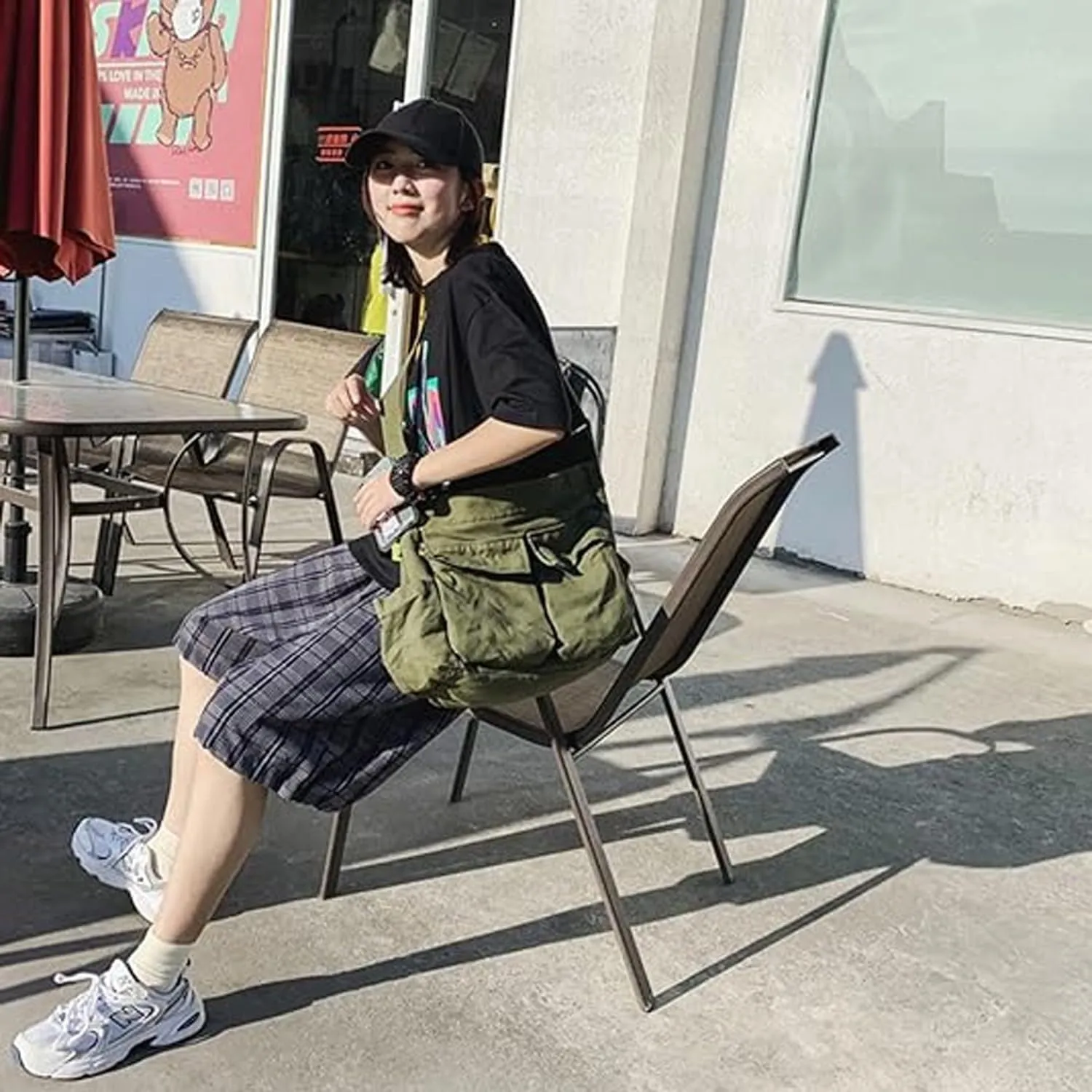 Canvas Messenger Bag Large Crossbody Bag with Multiple Pockets Casual Shoulder Aesthetic Tote Bag for Women and Men
