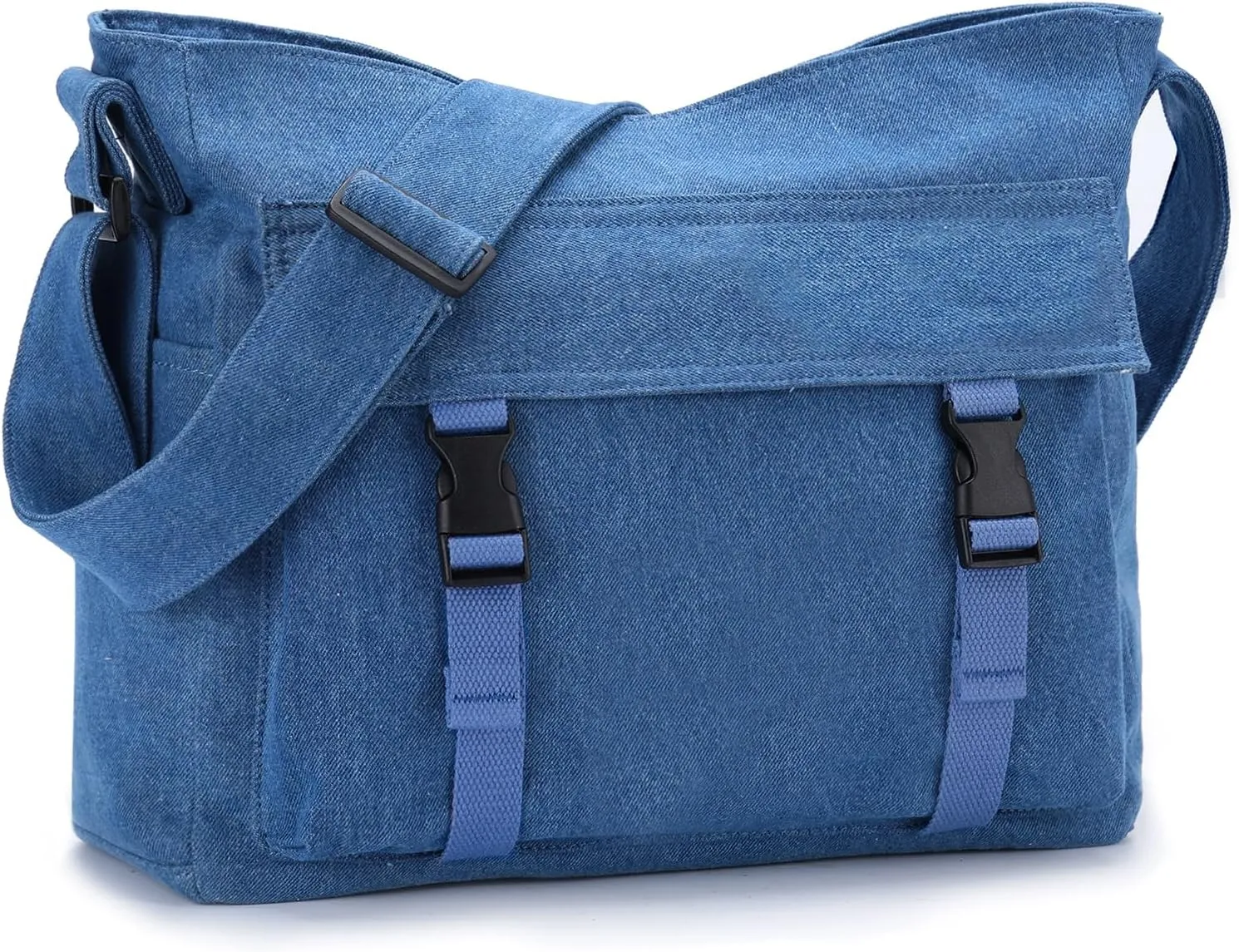 Canvas Messenger Bag,Lightweight Large Casual Crossbody Shoulder Hobo Bag for Women Men Work/Travel/College