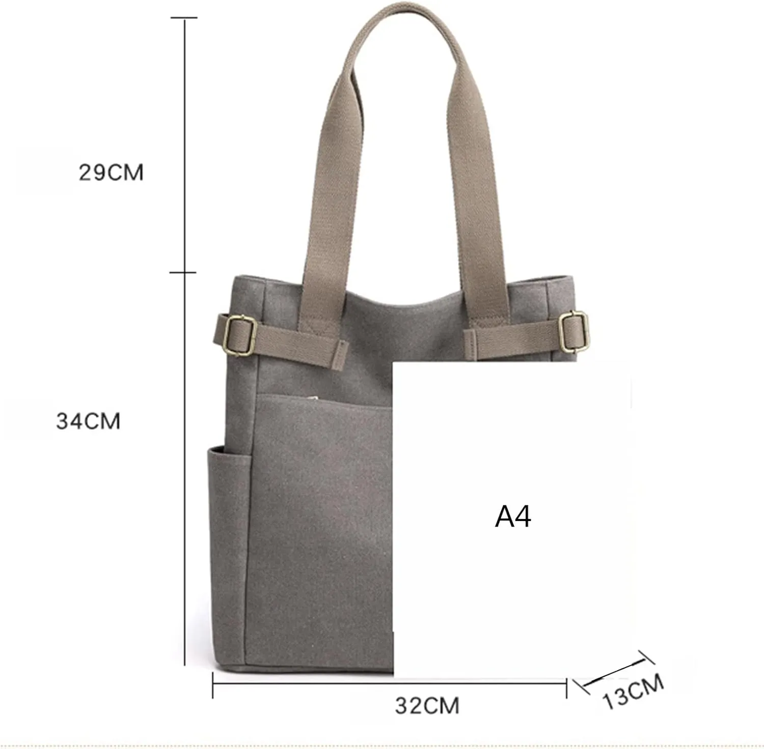 Canvas Tote Bag for Women With Pockets,Large Canvas Tote Bag With Zipper And Compartments Crossbody Work Tote Bag Fall Shoulder Bag Satchel Hobo Bag Messenger Bag For Everyday Shopping Travel (Coffee)