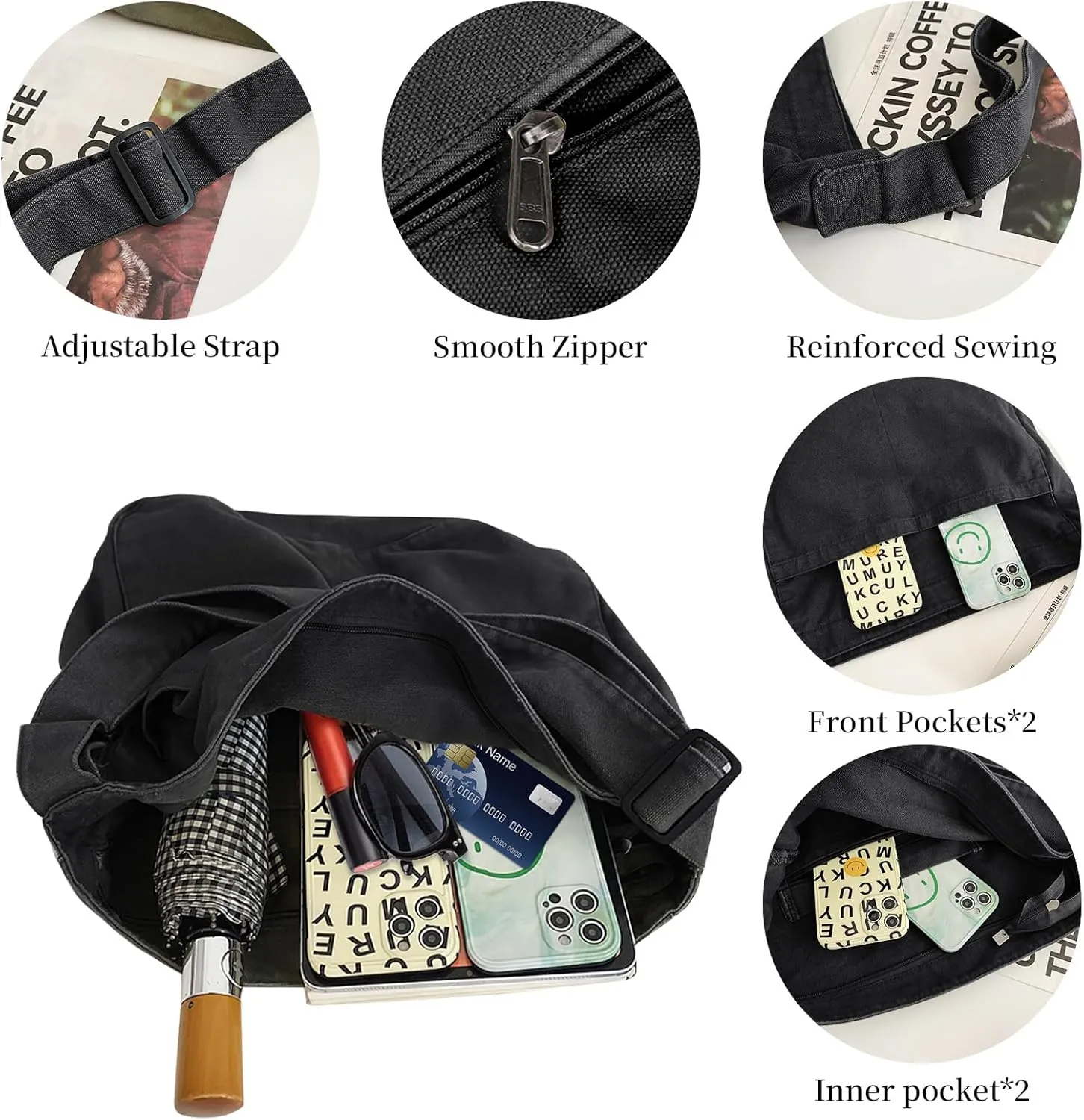 Canvas Tote Bag Large Crossbody Hobo Bag for Women and Men Messenger Bags Shoulder Handbag Casual Purse Travel Work