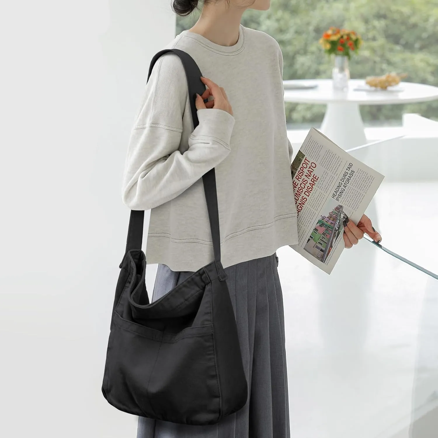 Canvas Tote Bag Large Crossbody Hobo Bag for Women and Men Messenger Bags Shoulder Handbag Casual Purse Travel Work