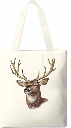 Canvas Tote Bag, Mid Century Elk Print patterned Canvas Tote Handbags for Women Shoulder Bag,