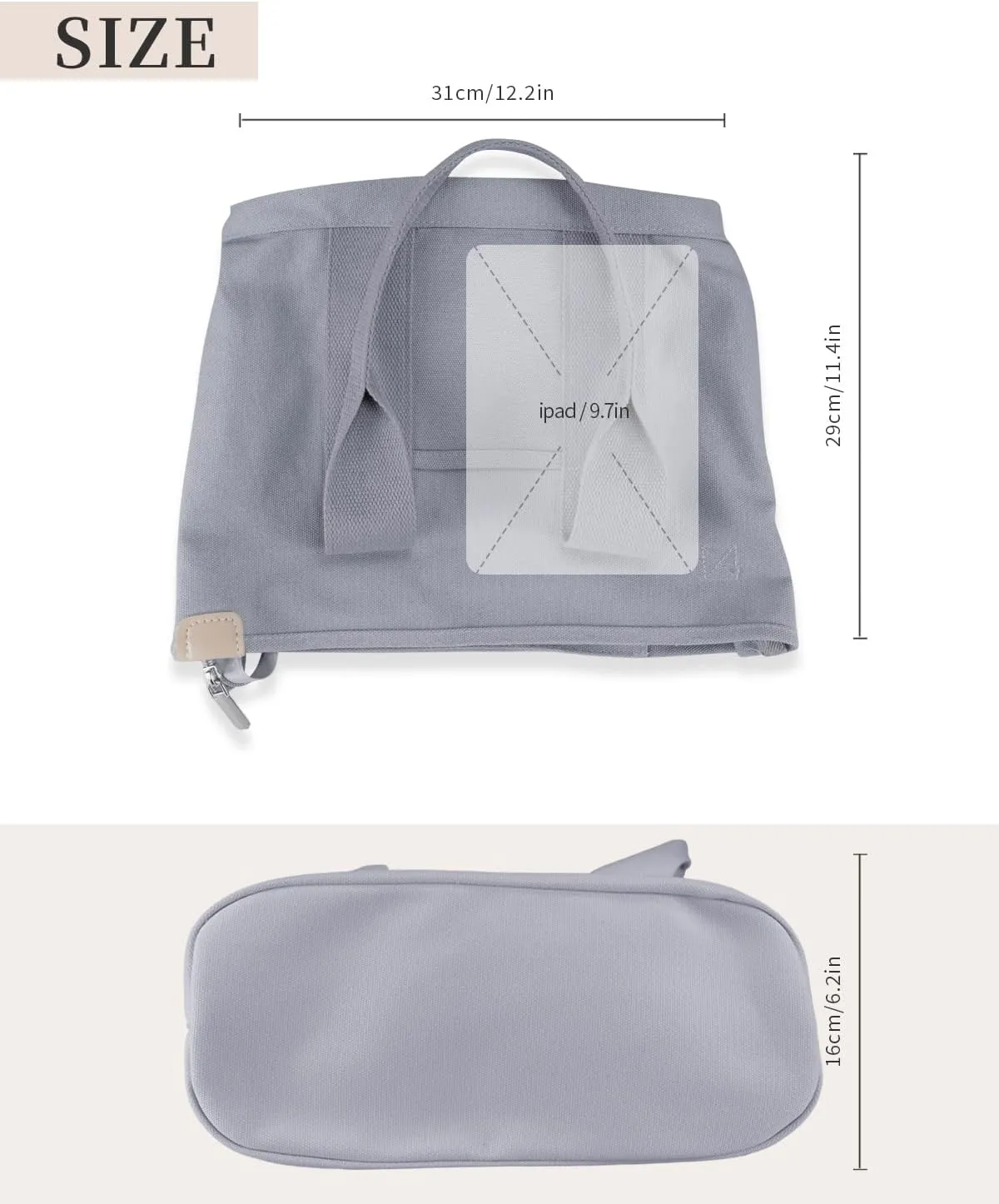 Canvas Tote Bag with Zipper for Women Crossbody Bag Trendy Shoulder Handbag Satchel Hobo Bag Messenger Bag with Compartments