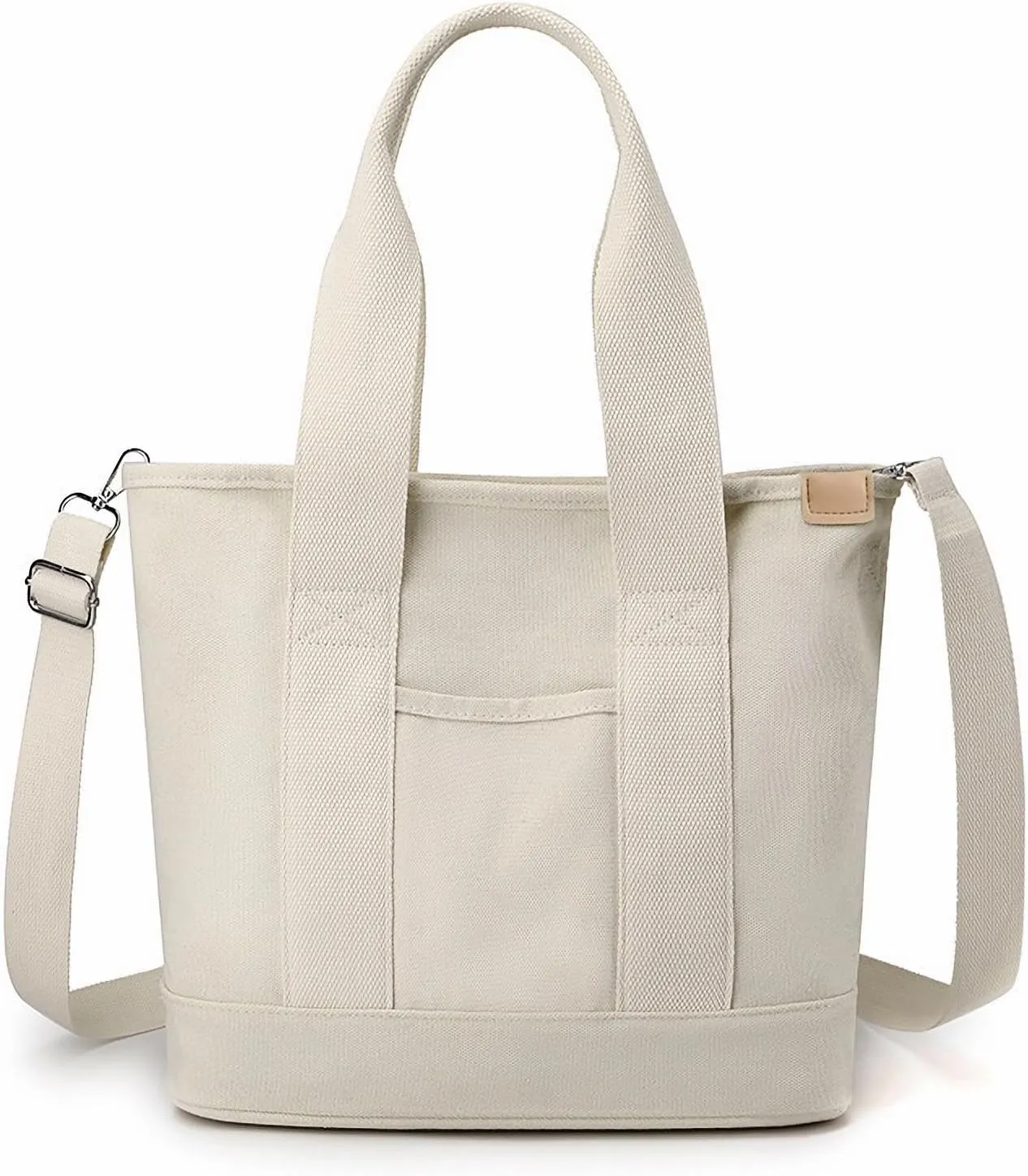Canvas Tote Bag with Zipper for Women Crossbody Bag Trendy Shoulder Handbag Satchel Hobo Bag Messenger Bag with Compartments