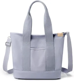Canvas Tote Bag with Zipper for Women Crossbody Bag Trendy Shoulder Handbag Satchel Hobo Bag Messenger Bag with Compartments