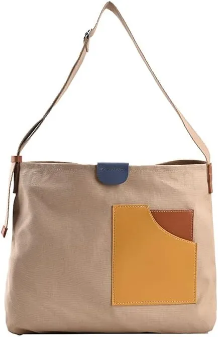 Canvas Tote Bag Women Messenger Crossbody Large Capacity Daily Work Casual Handles Pockets Handbags