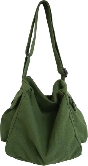 Canvas Tote Hobo Crossbody Messenger Bag with Multiple Pockets - Casual Shoulder Bag for Women & Men