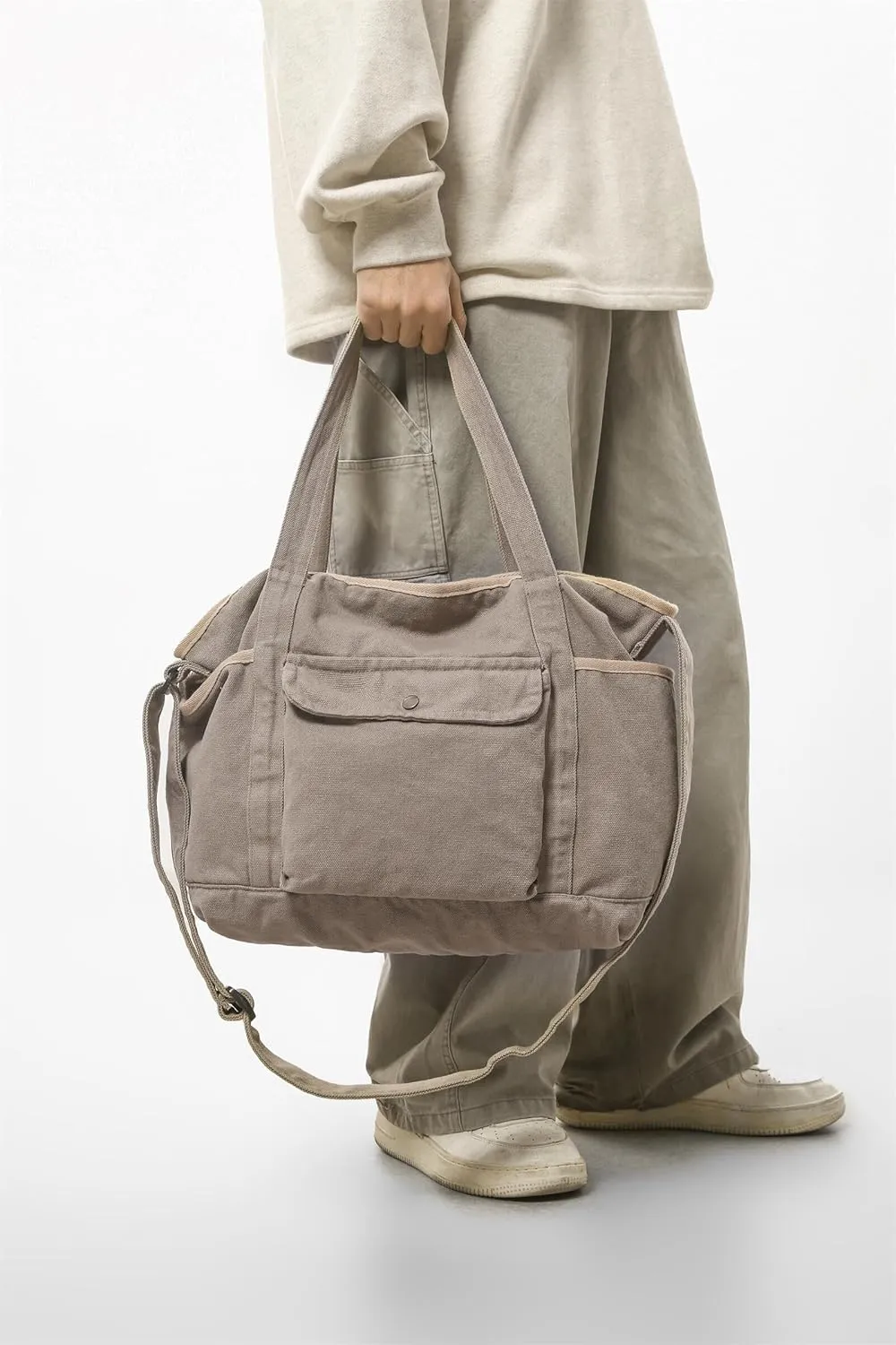 Canvas Tote Shoulder Handbag Casual Messenger Crossbody Bag for Men and Women Large Hobo Purse Travel Work