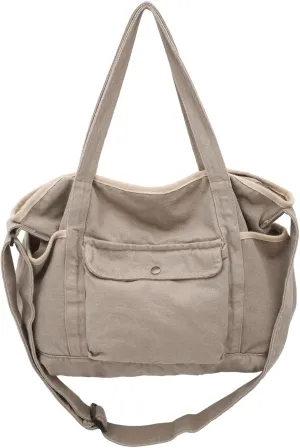 Canvas Tote Shoulder Handbag Casual Messenger Crossbody Bag for Men and Women Large Hobo Purse Travel Work
