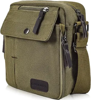 Canvas Vintage Messenger Bag Mini Crossbody Bag Shoulder Bag for Men, Small Messenger Satchel Bag Purse for Women