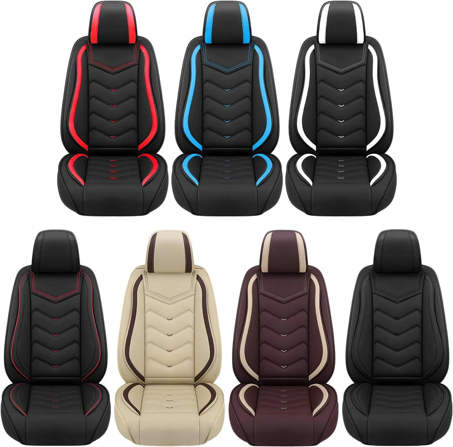 Car Seat Covers Fit for Volvo 2000-2025, Stylish Sport Seat Covers, Waterproof Wear-Resistant Premium Nappa Leather Car Seat Covers.(2 Pcs Front/Black Red)