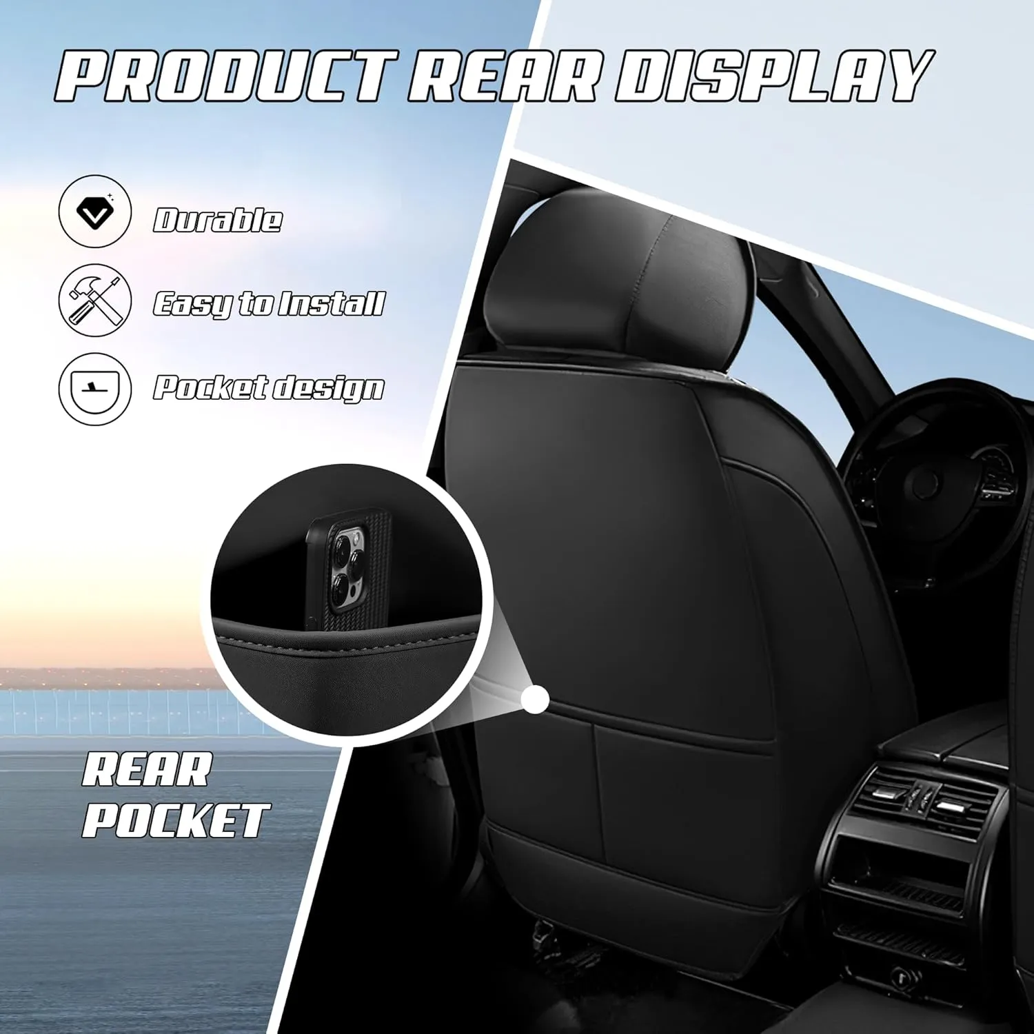 Car Seat Covers Fit for Volvo 2000-2025, Stylish Sport Seat Covers, Waterproof Wear-Resistant Premium Nappa Leather Car Seat Covers.(2 Pcs Front/Black Red)