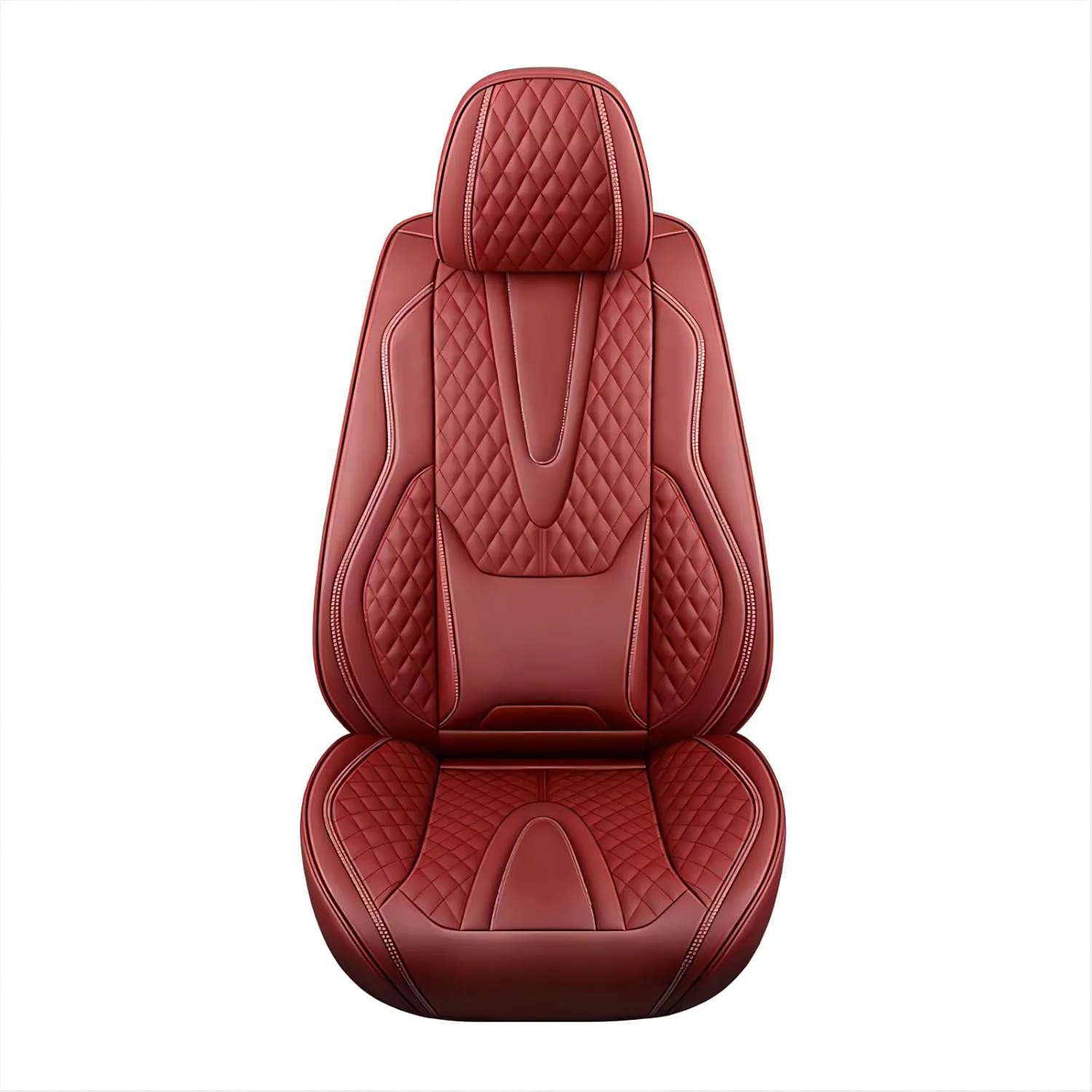 Car Seat Covers Full Set ，Waterproof Faux Leather Universal Seat Cover for Cars ，Protectors Fit for Most SUV Truck Sedans Pick-up Jeep, Airbag Compatible (Wine Red, Front Pair)